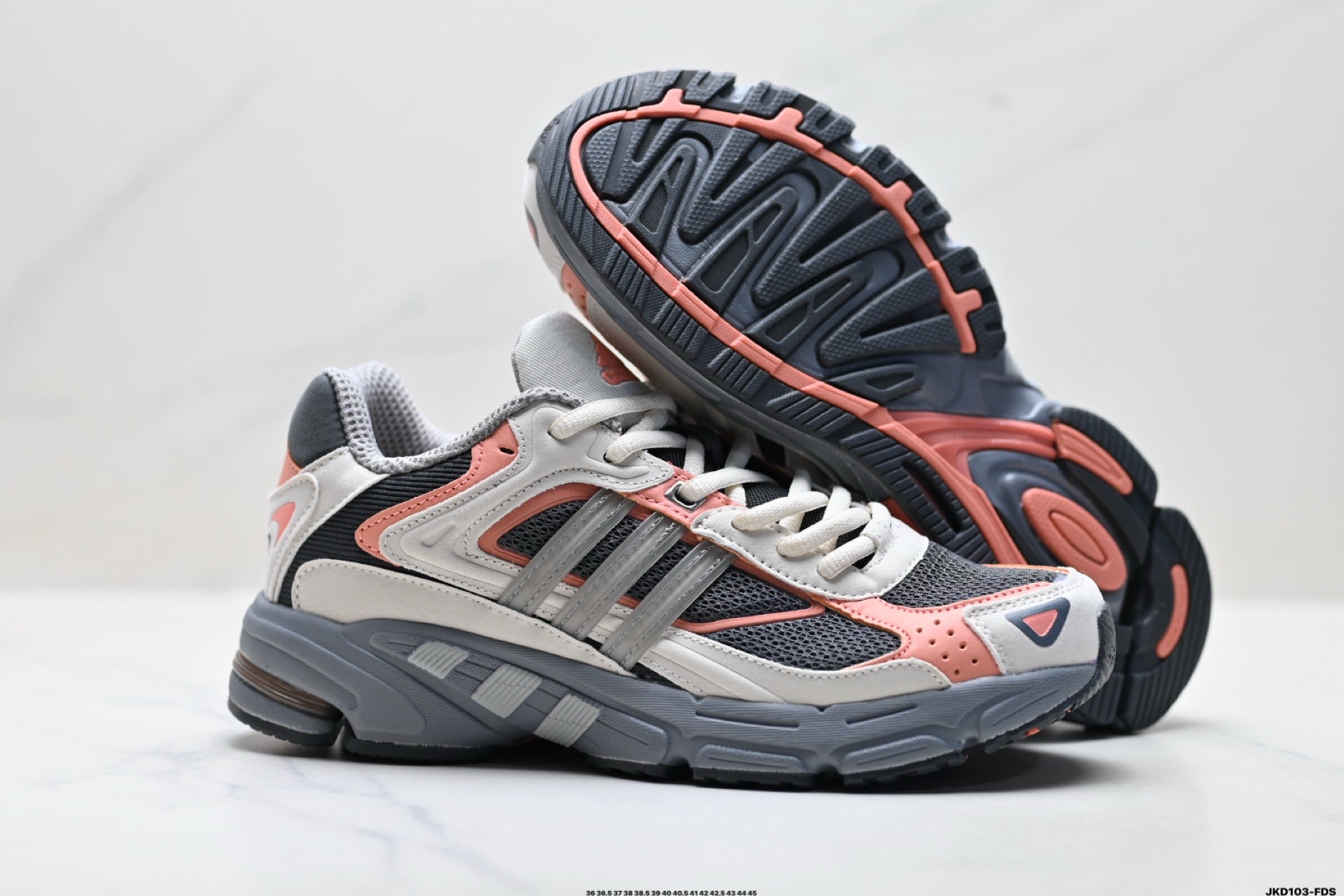 Adidas K81801550 Unisex Running Shoes #9 - Grey/Coral - image 4