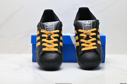 Adidas K81801450 Unisex Shell-Toe Sneakers - Black/Yellow - image 7