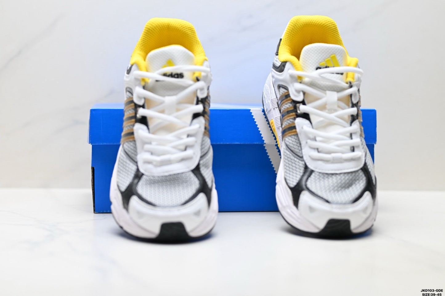 Adidas K81801550 Men's Running Shoes #6 - White/Black/Yellow - image 2