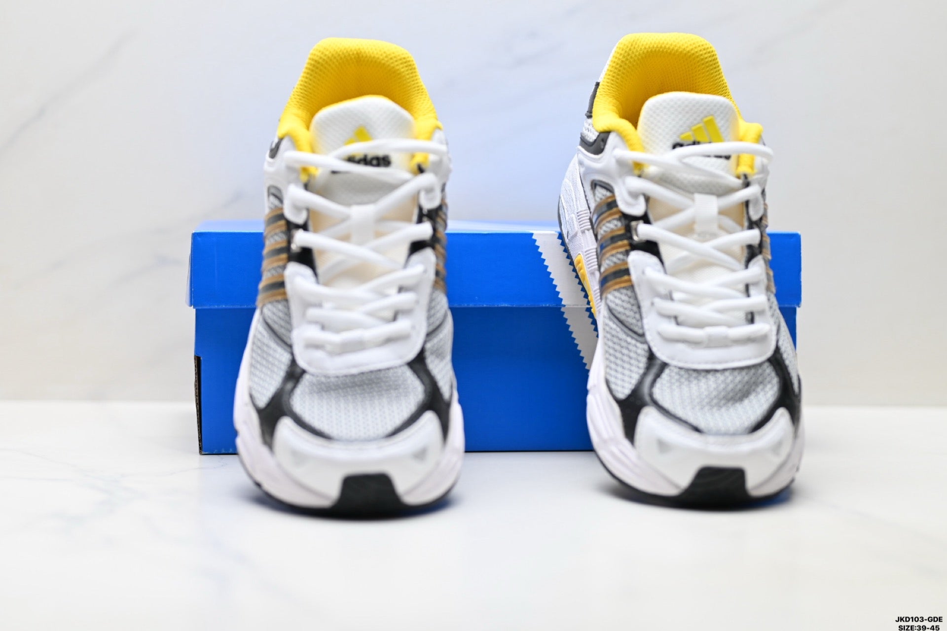 Adidas K81801550 Men's Running Shoes #6 - White/Black/Yellow - image 2