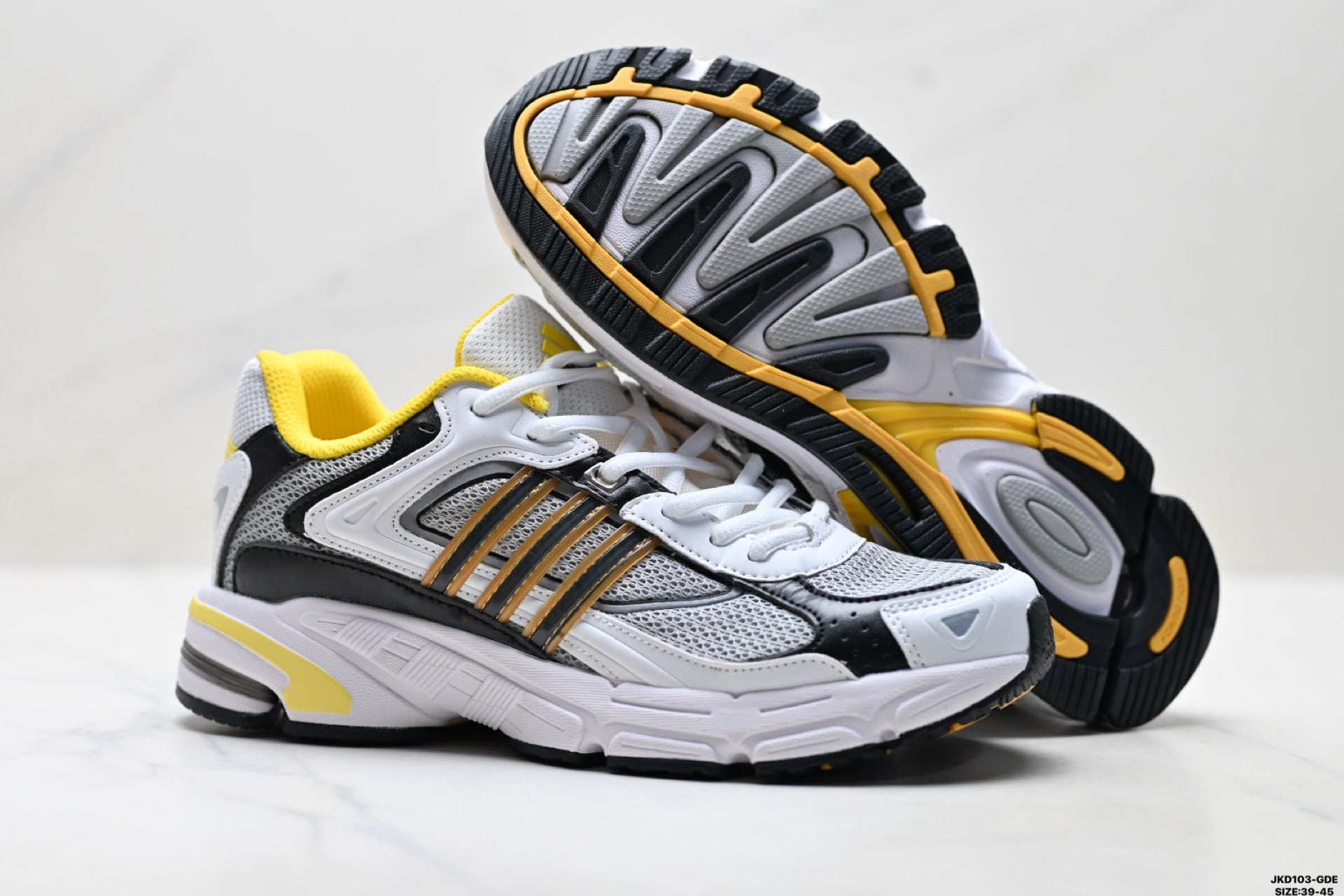 Adidas K81801550 Men's Running Shoes #6 - White/Black/Yellow - image 4