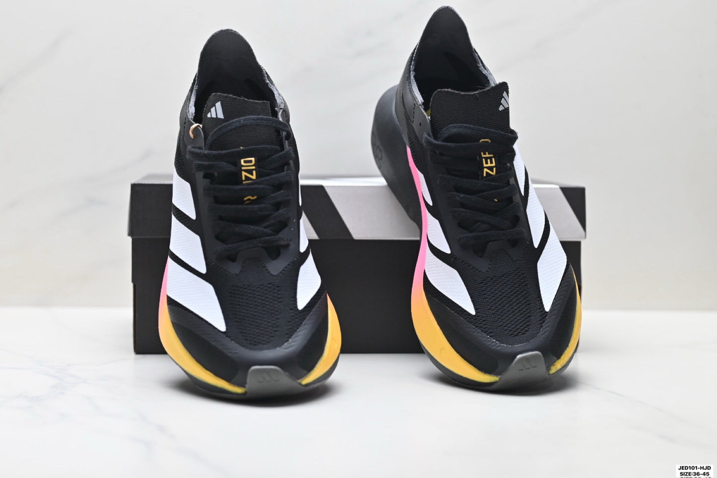 Adidas K81801550 Unisex Running Shoes #4 - Black/Pink/Yellow #1 - image 7