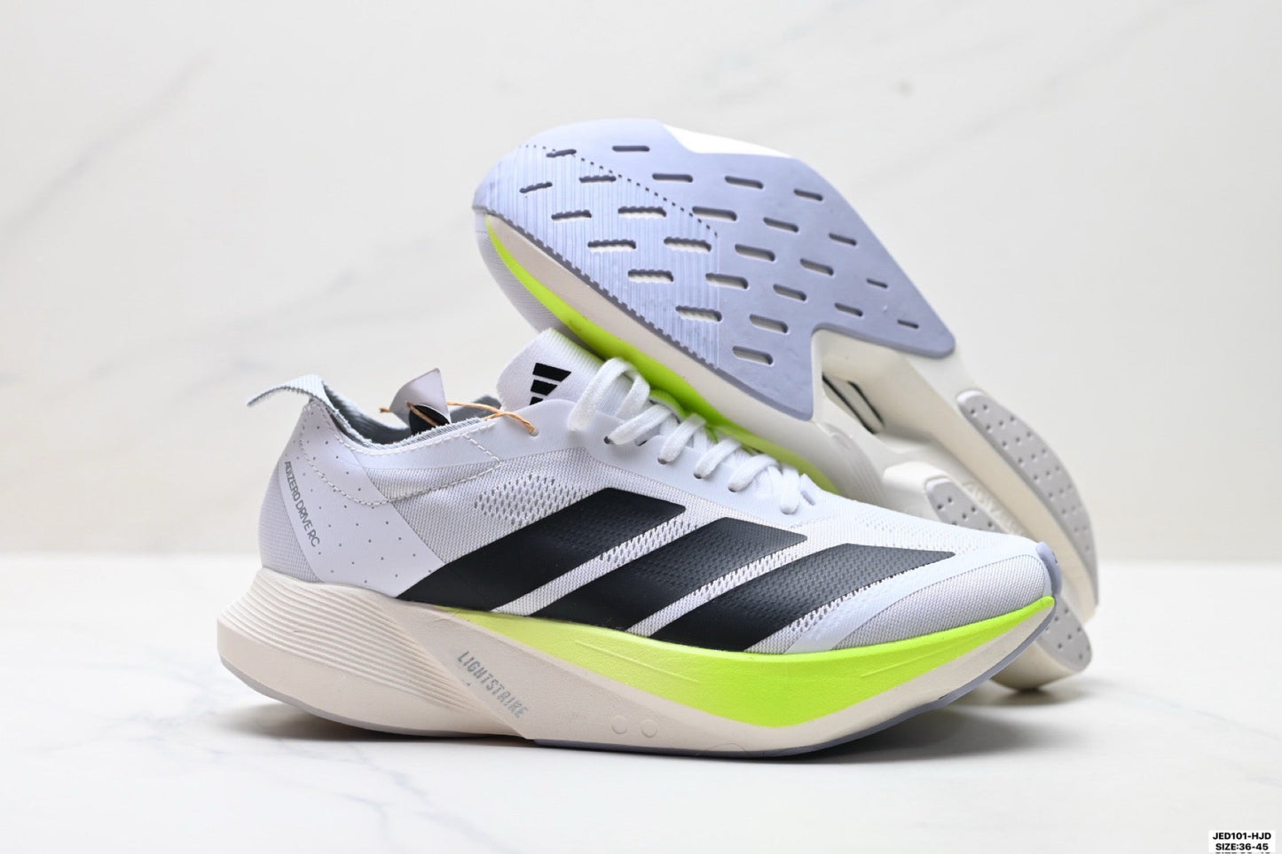 Adidas K81801550 Unisex Running Shoes #4 - White/Neon Yellow - image 14
