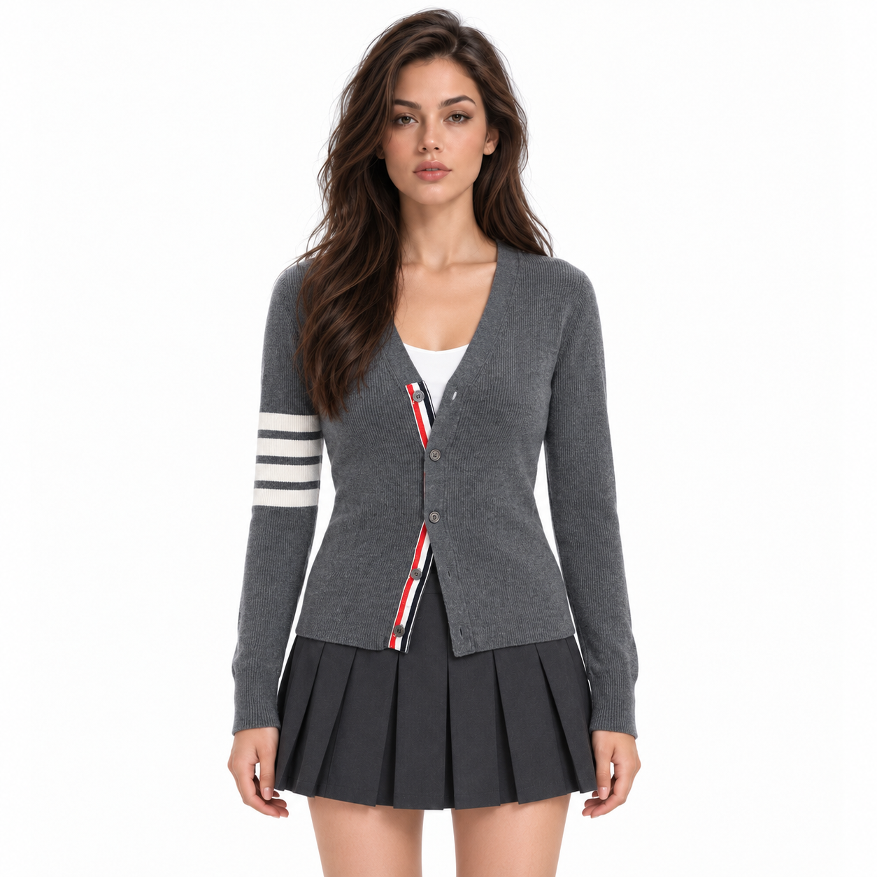 Thom Browne Women's Classic Four-Bar V-Neck Cardigan