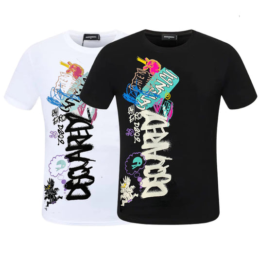 New-D2 Lettering Printed Cotton T-Shirt