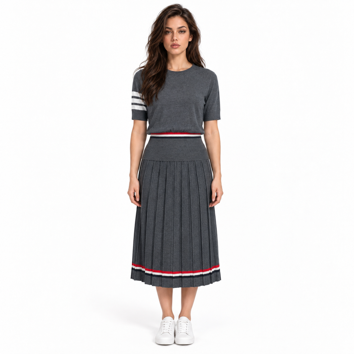 Thom Browne Women's T-Shirt & Midi Skirt Set