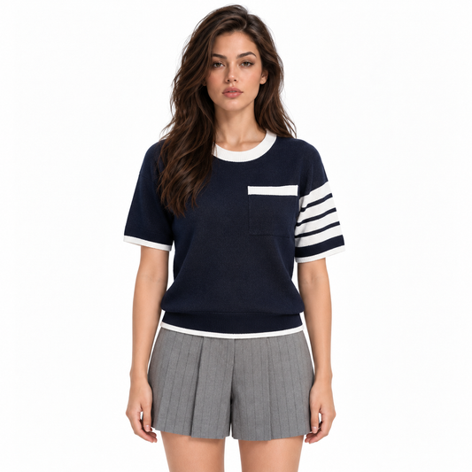 Thom Browne Women's Contrast Color Knitted T-Shirt
