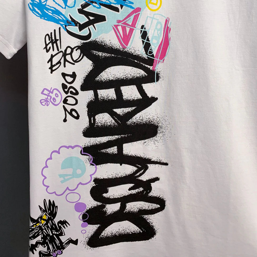 New-D2 Lettering Printed Cotton T-Shirt