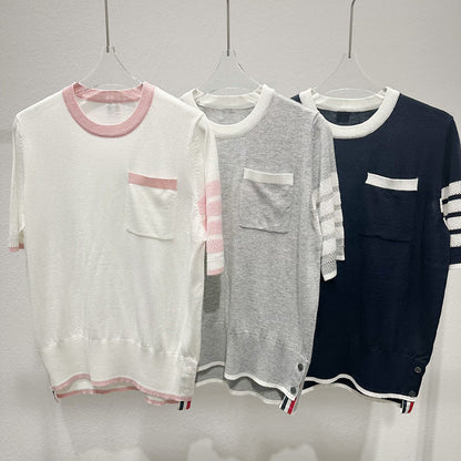 Thom Browne Women's Contrast Color Knitted T-Shirt