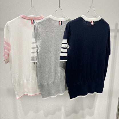 Thom Browne Women's Contrast Color Knitted T-Shirt