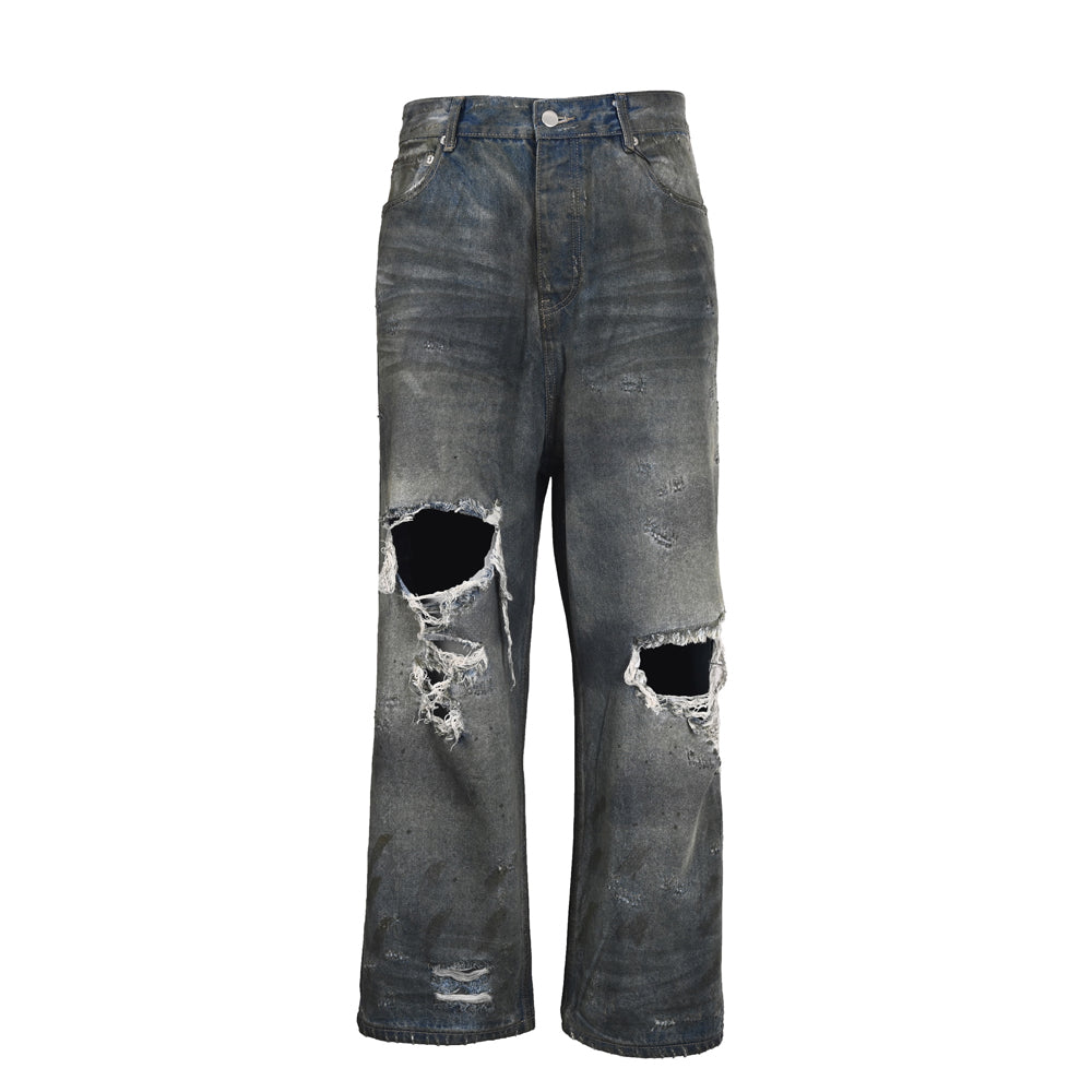 2026 Distressed Graffiti Jeans