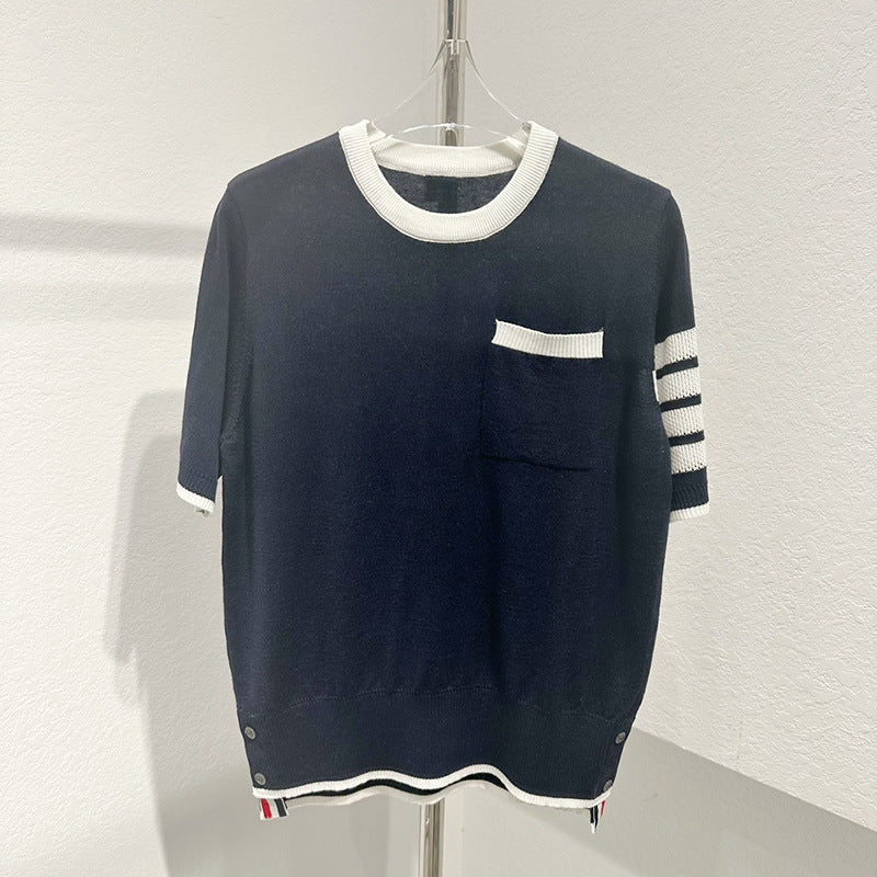 Thom Browne Women's Contrast Color Knitted T-Shirt