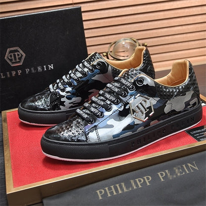 PP New Men's Lettered Leather Sneakers