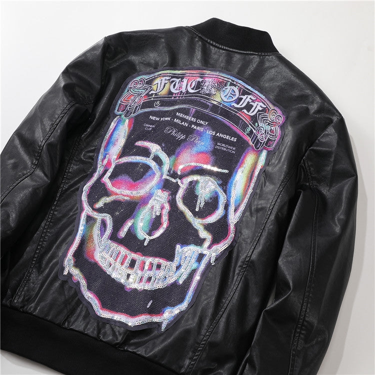 SOLA-PP New Skull Diamond Leather  Jacket