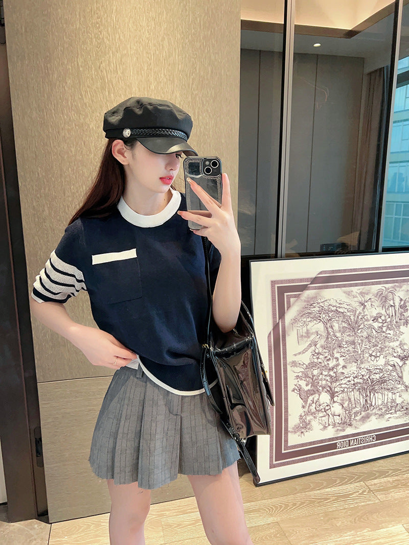 Thom Browne Women's Contrast Color Knitted T-Shirt