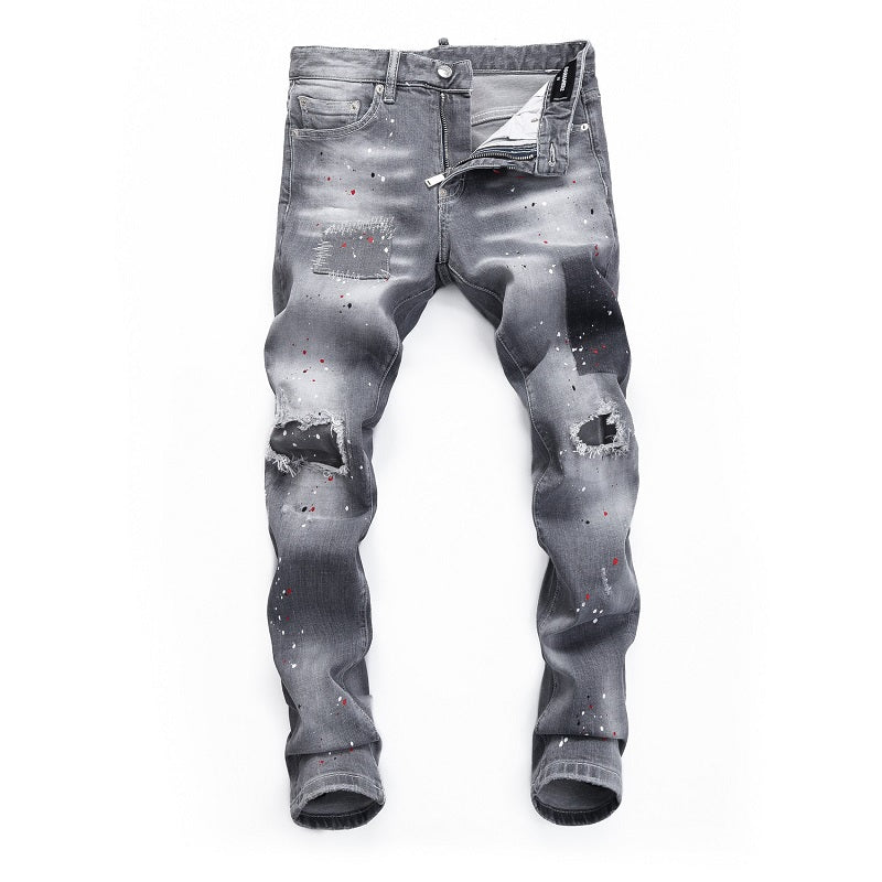 SOLA-DSQ2 hole patch slim fit Jeans