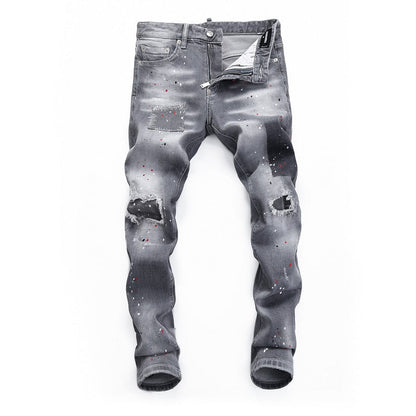SOLA-DSQ2 hole patch slim fit Jeans